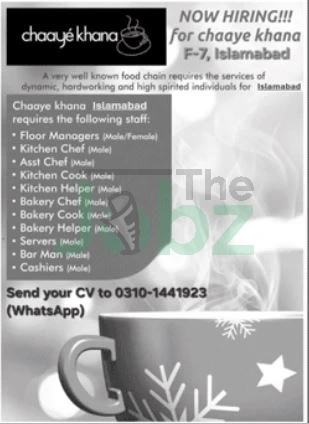 Chaaye Khana Restaurant Hiring 2025: Islamabad Management Careers - Management