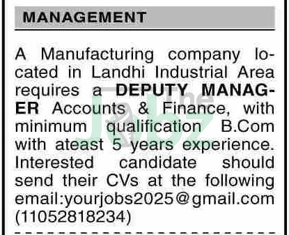 Management Staff Jobs in Karachi Manufacturing Nov 2025 Apply Now - Manufacturing Company