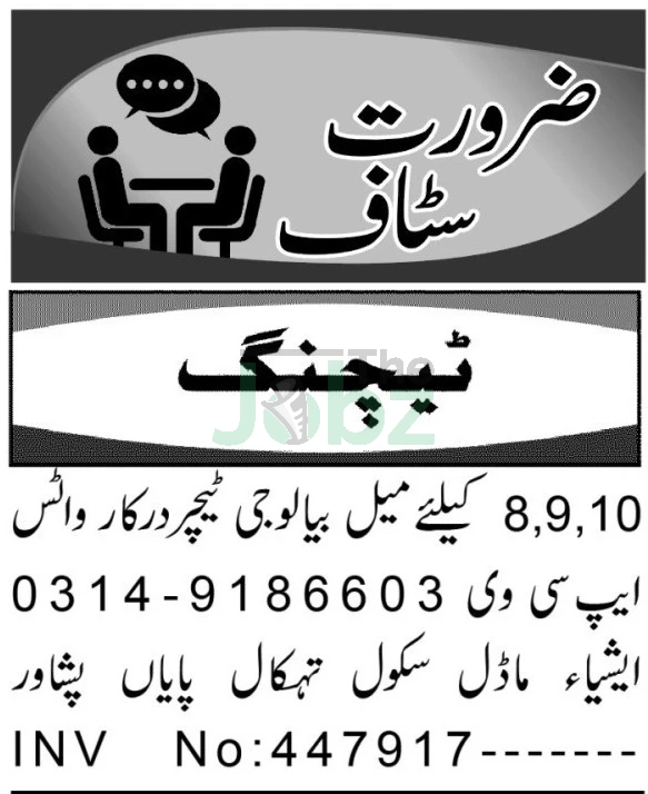 Asia Model School Peshawar 2026: Teaching Admin Vacancies - Model School & College