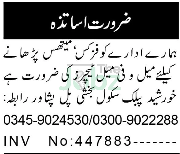 Khursheed Public School Peshawar 2026 Teaching Vacancies Apply Now - Khursheed Public School