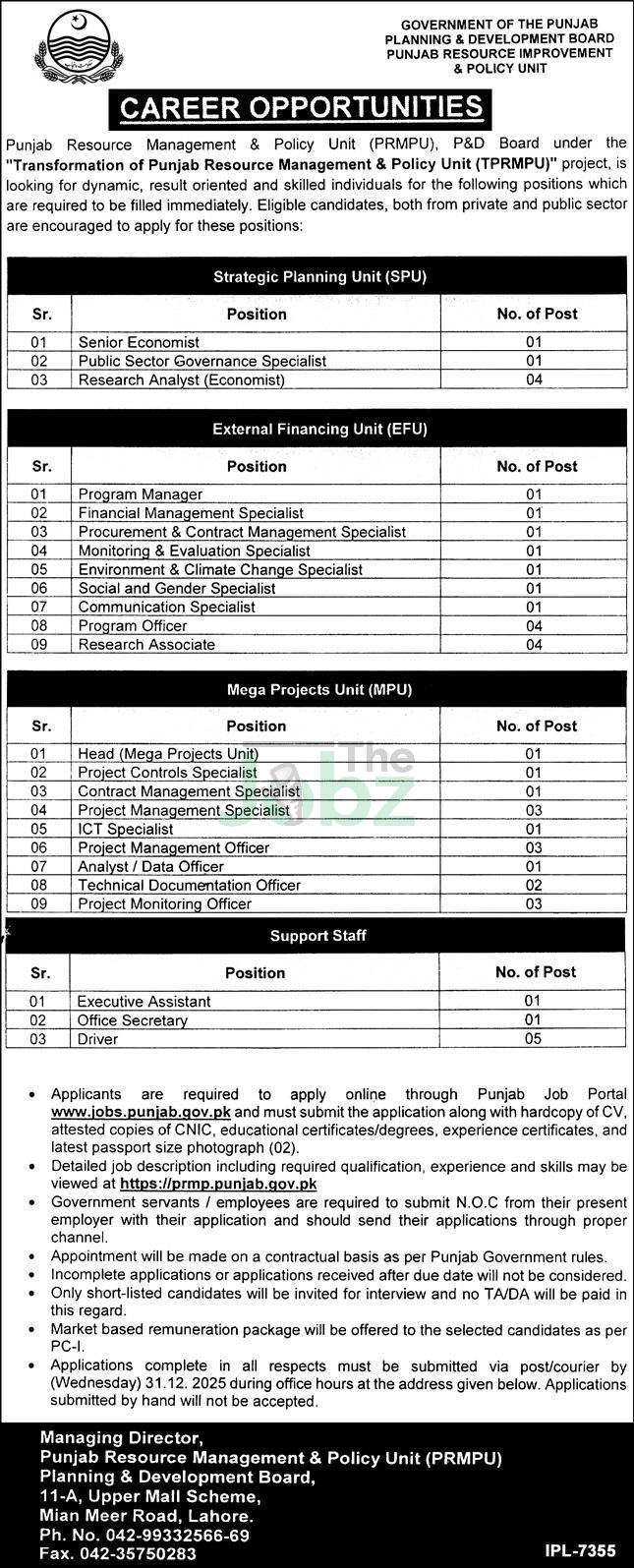 Punjab PRMPU Jobs 2026: Planning Development Board Careers - Planning & Development Board