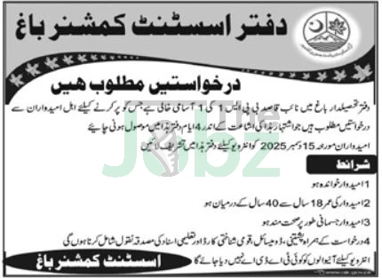 Assistant Commissioner Office Bagh Jobs 2025: Apply Now for Latest Vacancies - Assistant Commissioner Office