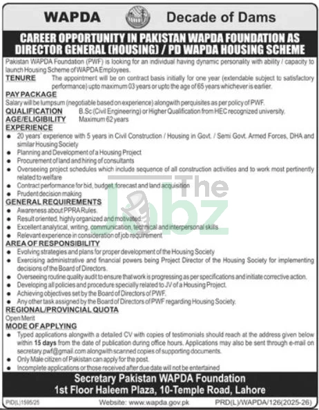 WAPDA Lahore Jobs 2025: Latest Opportunities in Water Power - Water and Power Development Authority WAPDA