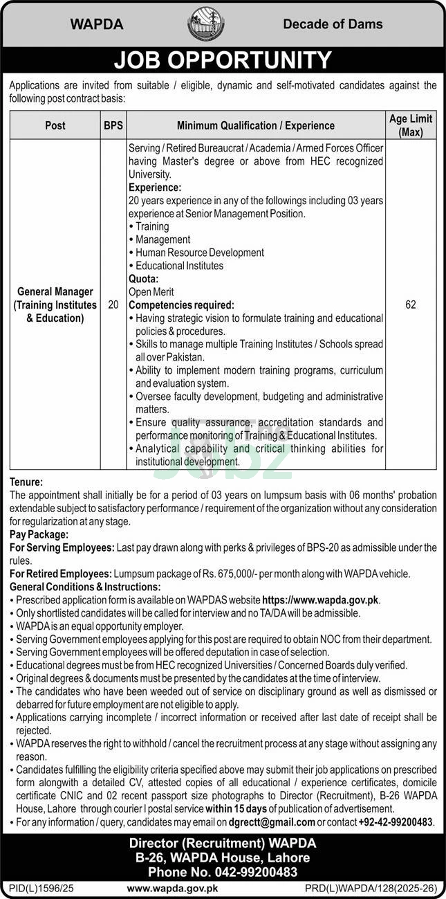 Join WAPDA: Exciting Career Opportunities in Lahore, Pakistan Now! - Water and Power Development Authority WAPDA