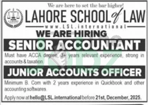Lahore School of Law LSL 2025 Job Openings in Education Sector - Education
