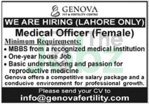 Genova IVF Fertility Centre Lahore Hiring Medical Experts 2025 - Medical